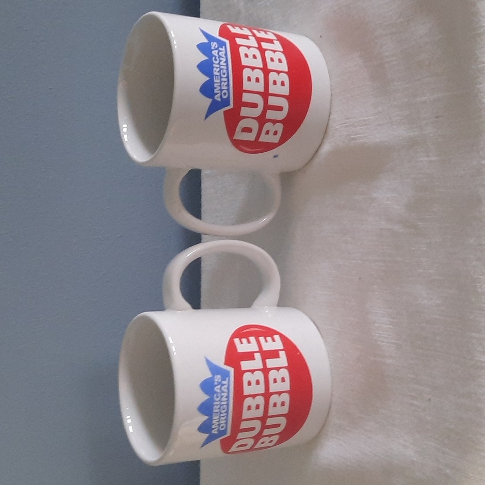Pair of Vintage America's Original Double Bubble Gum Ceramic Coffee Mugs